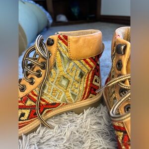 Weavers Multicolor Woven Lace-Up Ankle Boots